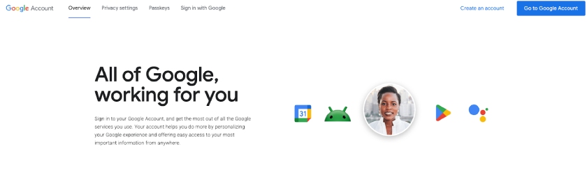 Google Account's home page.