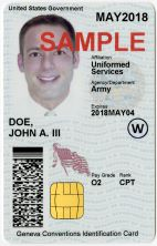 Sample front view of a military ID card.