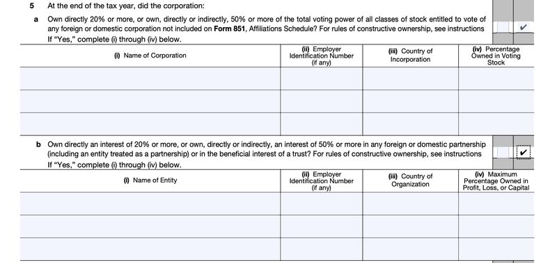 Form 1120, Schedule K, Line 5