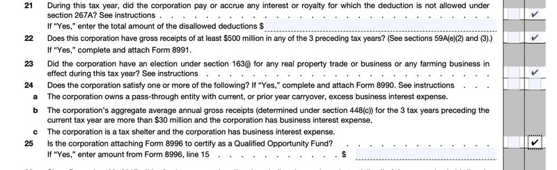 Form 1120, Schedule K, Lines 21-25