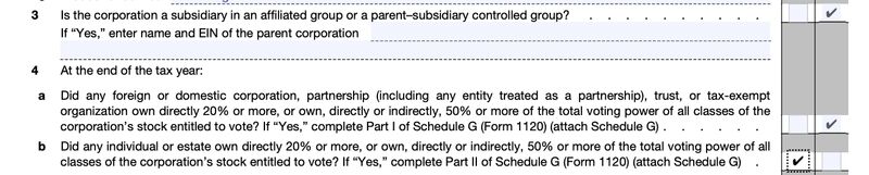 Form 1120, Schedule K, Lines 3 & 4