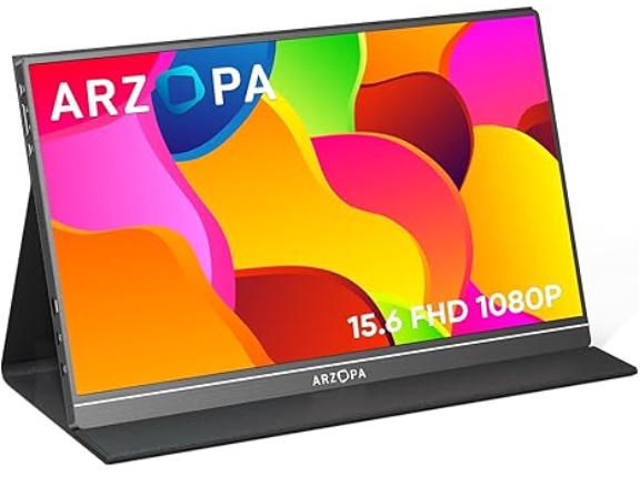 15.6-inch portable monitor with colorful HD picture.