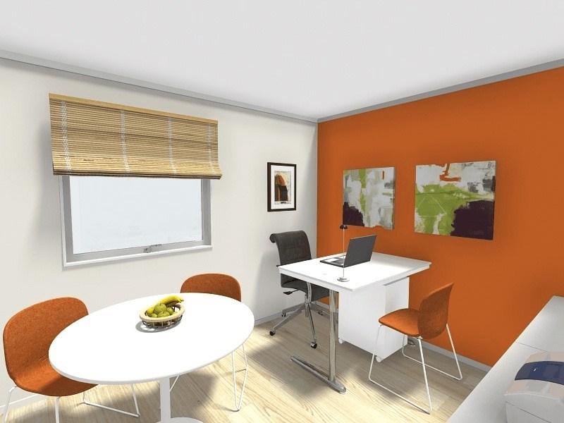 Orange and white home office created with RoomSketcher.