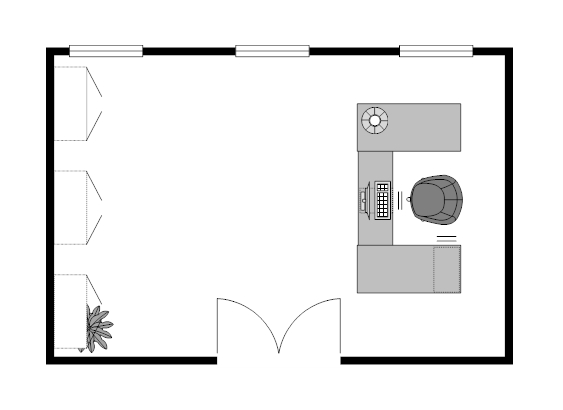 SmartDraw small office layout with desk and chair.