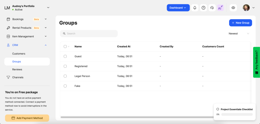 Ucraft's CRM tool inside its website dashboard.