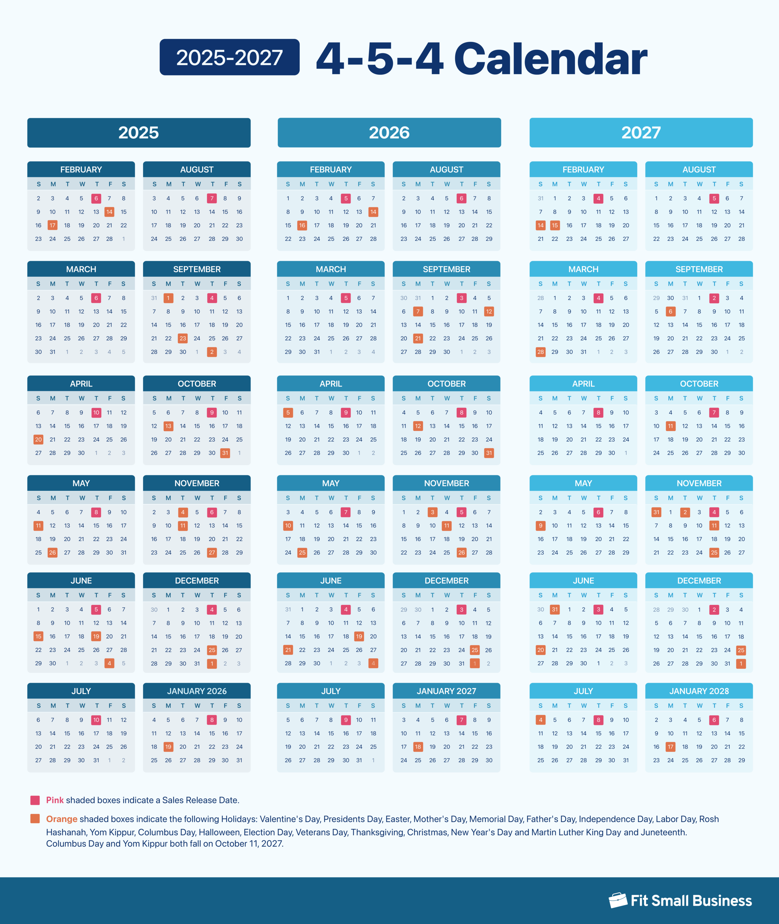 2025-2027 4-5-4 Retail Calendar