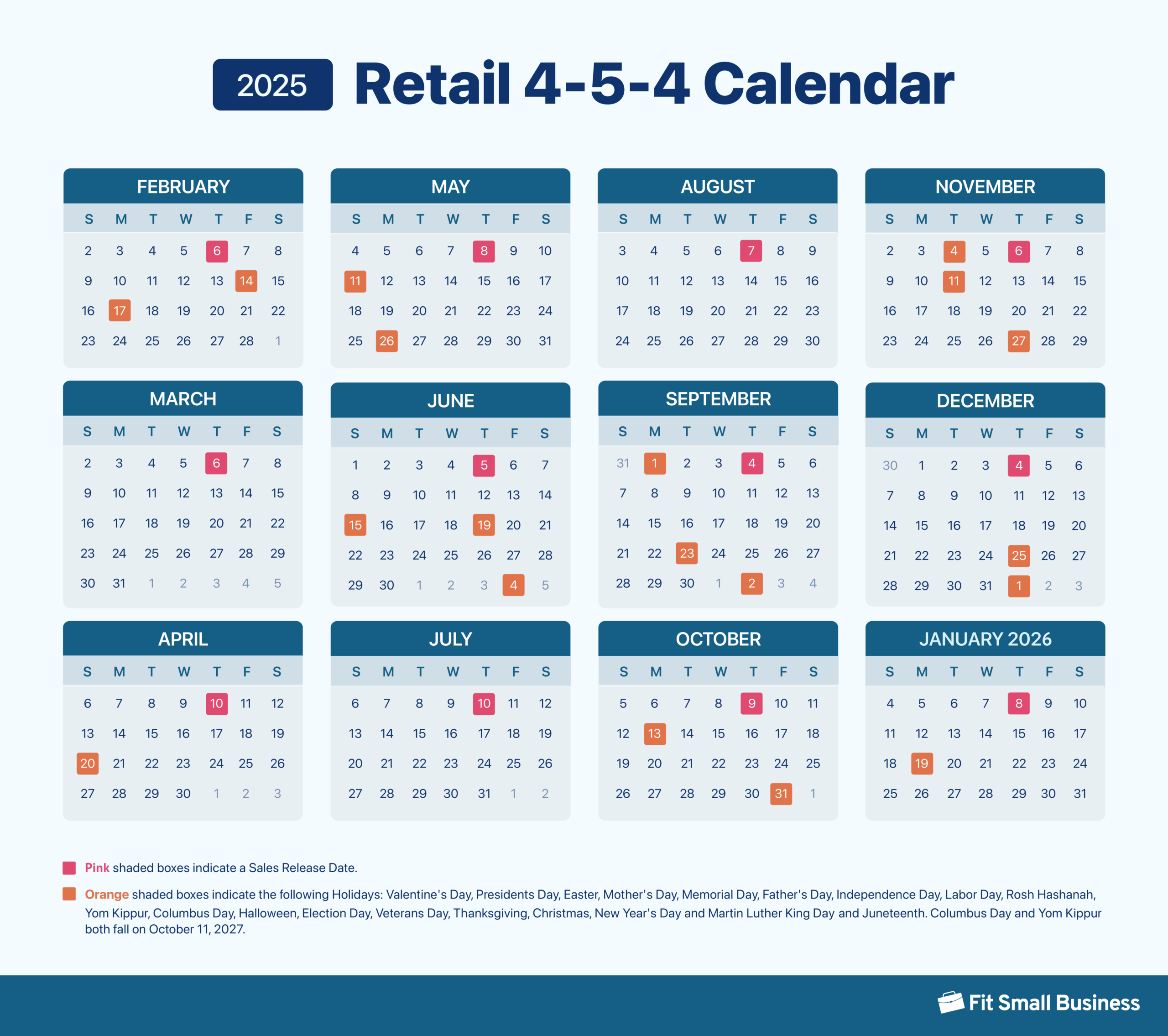 2025 4-5-4 Retail Calendar