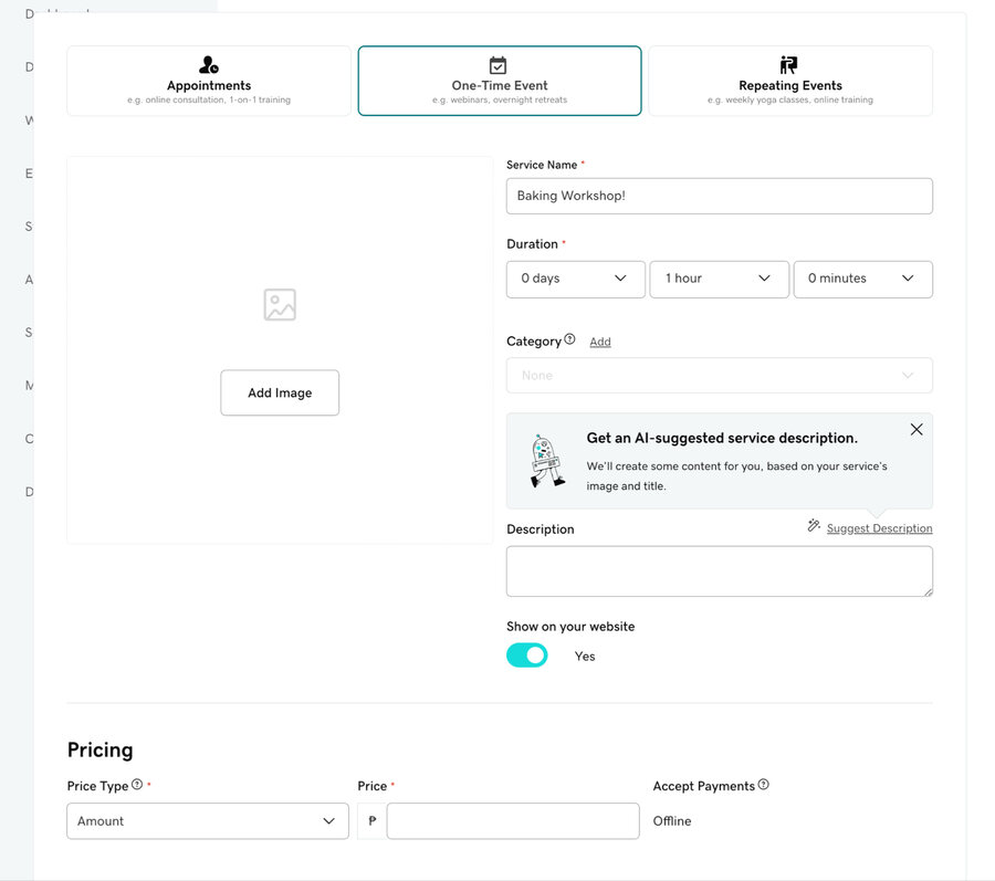 GoDaddy's tool for setting up appointments on your website.