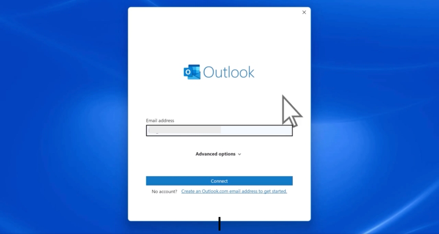 The Microsoft Outlook app's prompt to sign in to your account.