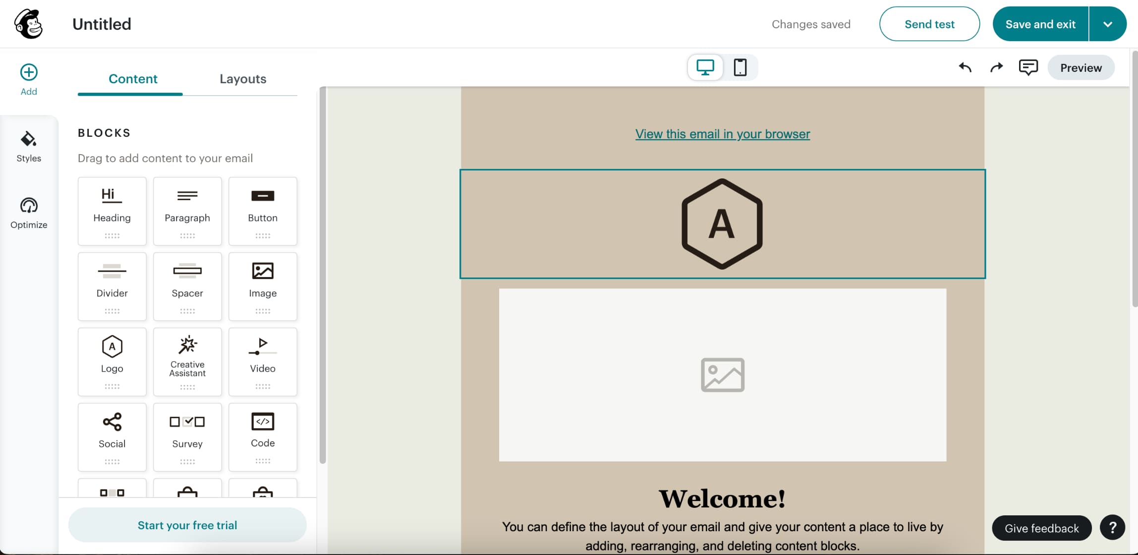 MailChimp's email campaign builder.