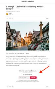 A free Substack article with an email signup form on the bottom.