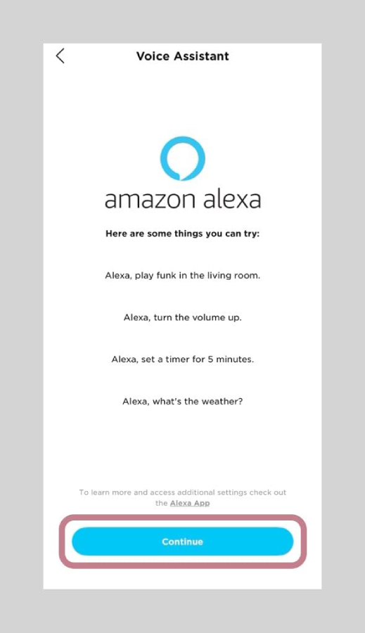 Amazon Alexa app with voice assistant suggestions.