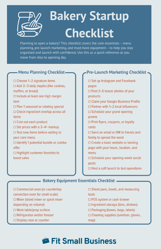 Bakery startup checklist