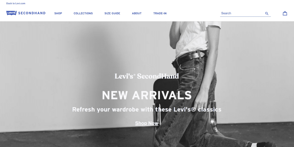 Levi's SecondHand initiative displayed on its website