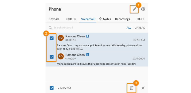 Voicemail transcriptions in the RingCentral mobile app.