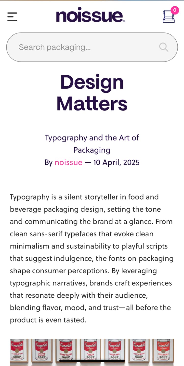 A blog post on a website with the title "Design Matters."