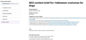 Semrush's Content Toolkit giving a sample SEO content brief.