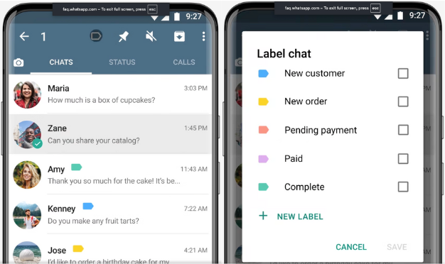 Assign specific labels to chats to keep track of them. 