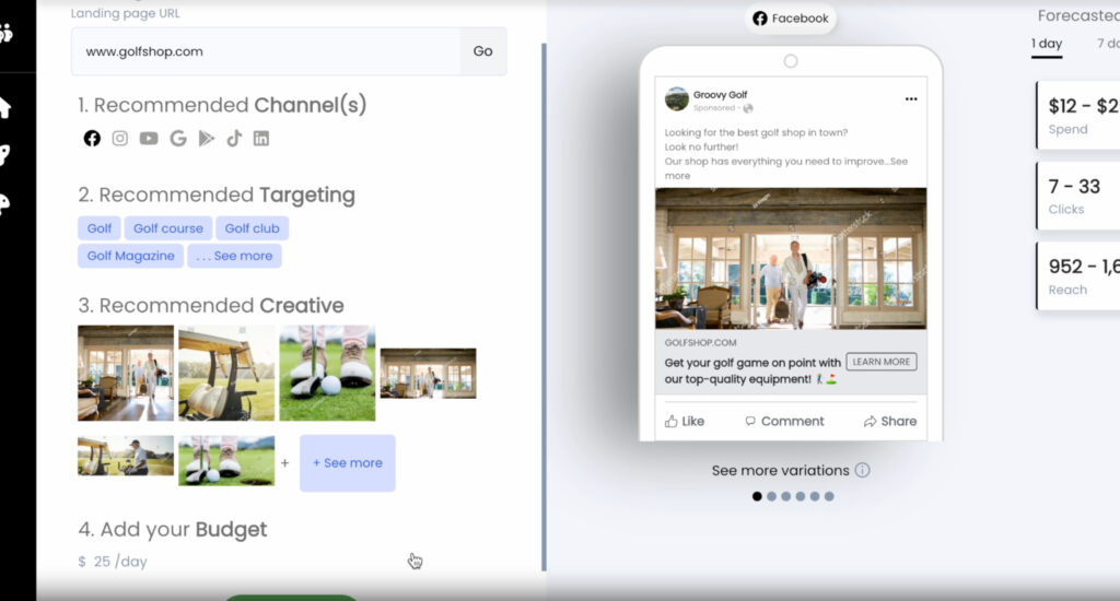 A digital ad being set up in Plai's ad platform.