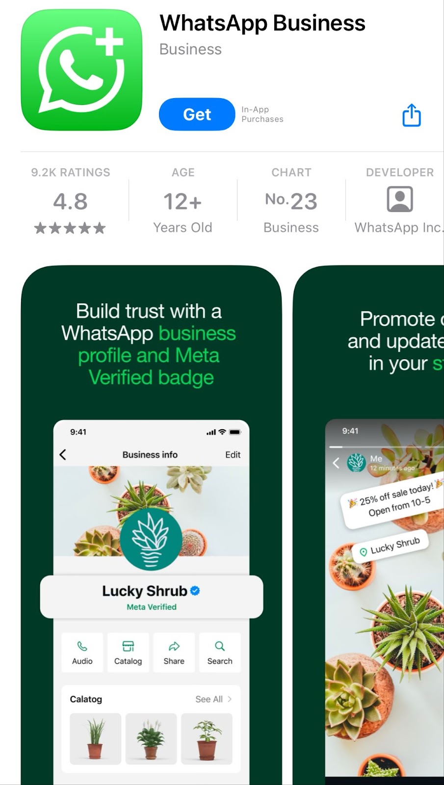 App Store's page for downloading WhatsApp Business