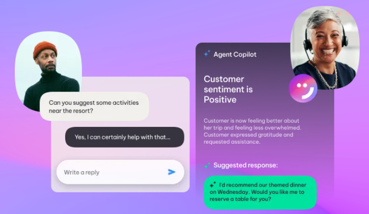 Example customer sentiment analysis from NiCE CXone agent copilot.