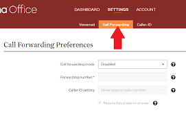 Ooma Office Call Forwarding Preferences with options to input call forwarding number.