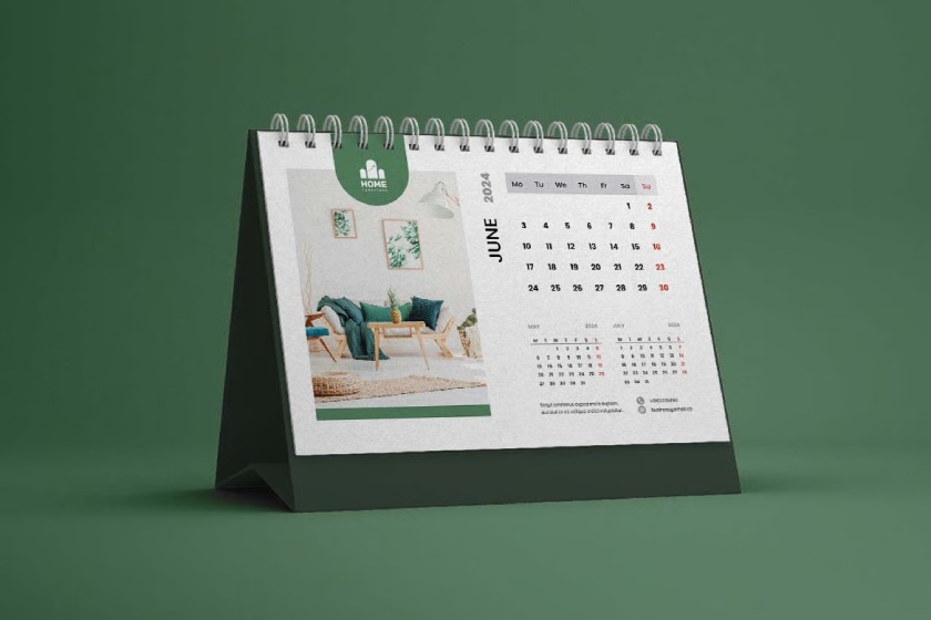 A sample branded desk calendar.
