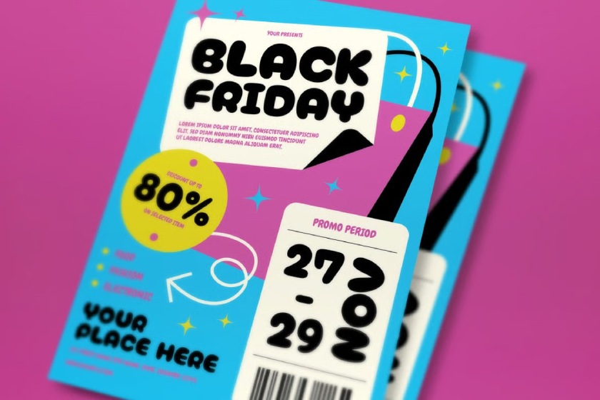 Sample flyers advertising a Black Friday sale.