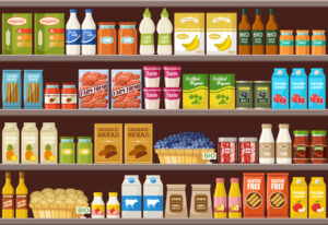 Shop of organic products. Supermarket. Vector illustration
