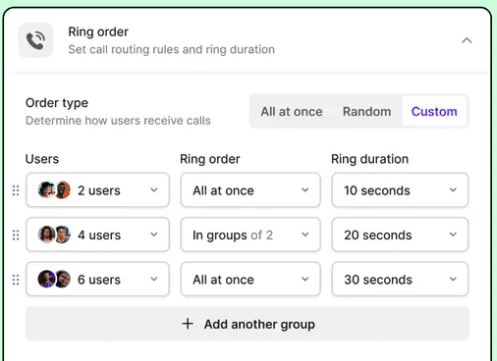 Ring order feature of OpenPhone.