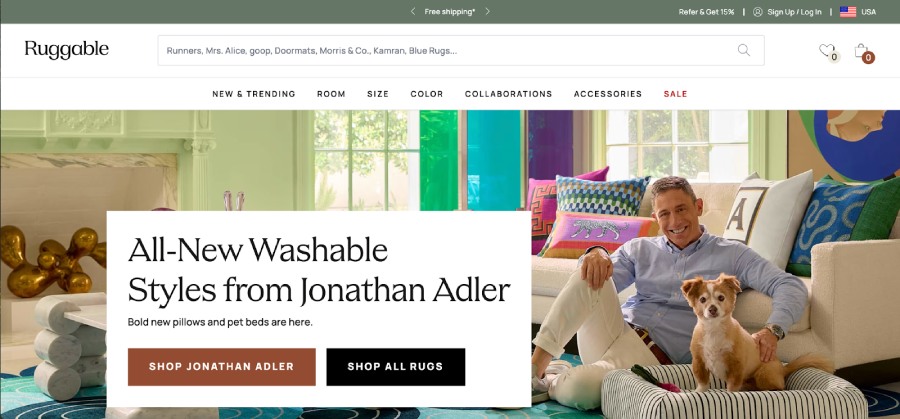 Ruggable website home page.