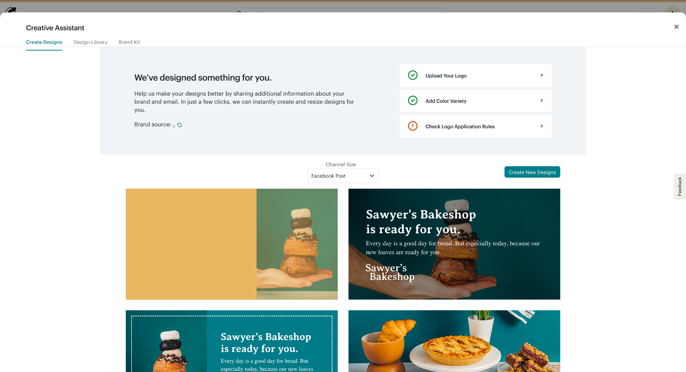 MailChimp's AI content generator.