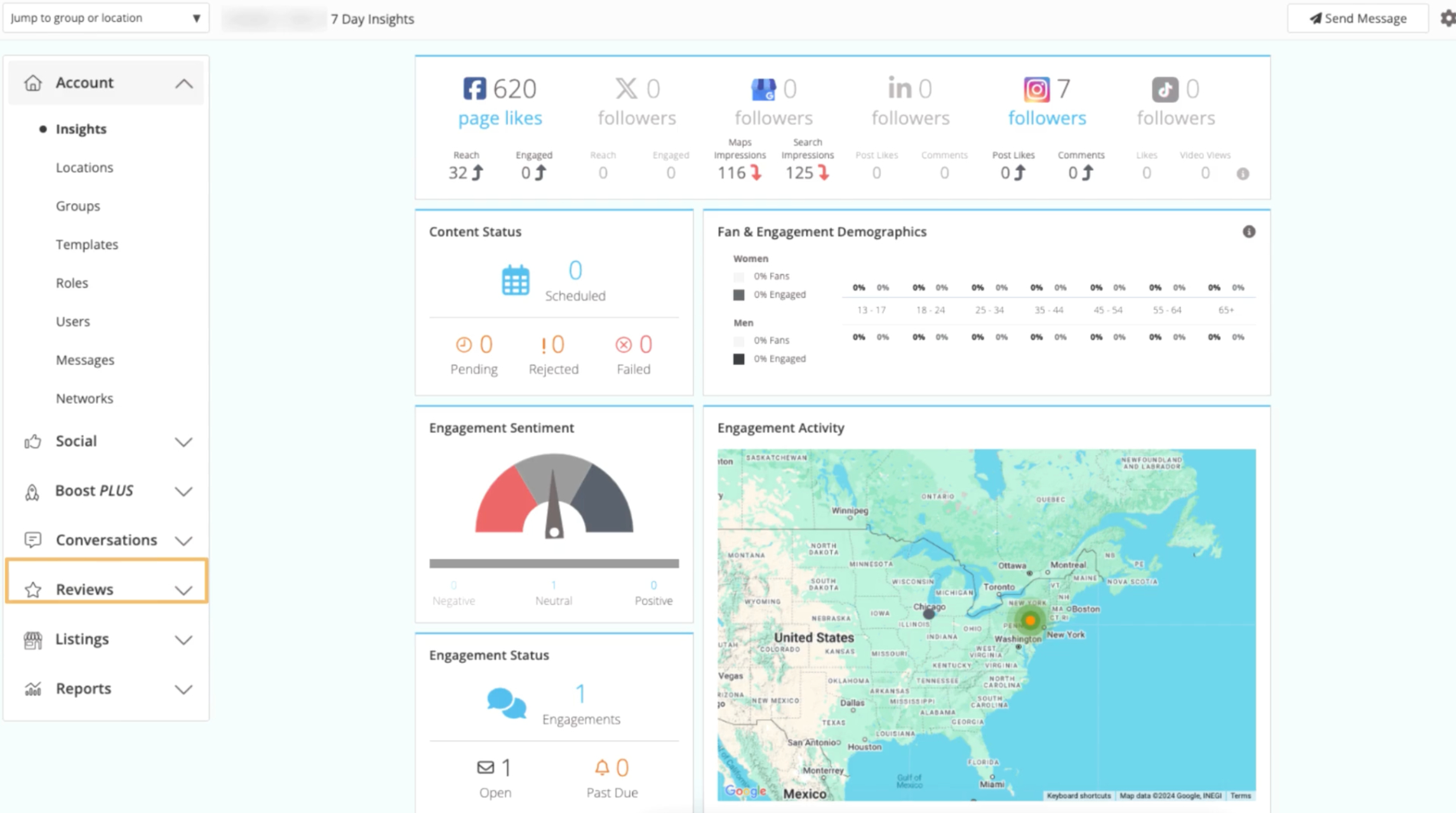 The dashboard of Moz's local SEO tool.