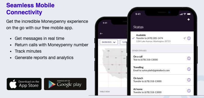 Moneypenny's mobile app feature.