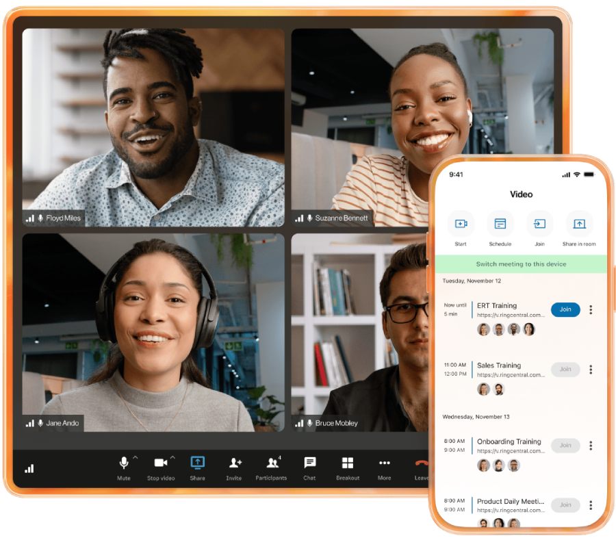 RingCentral has a mobile app that lets you take calls anywhere.