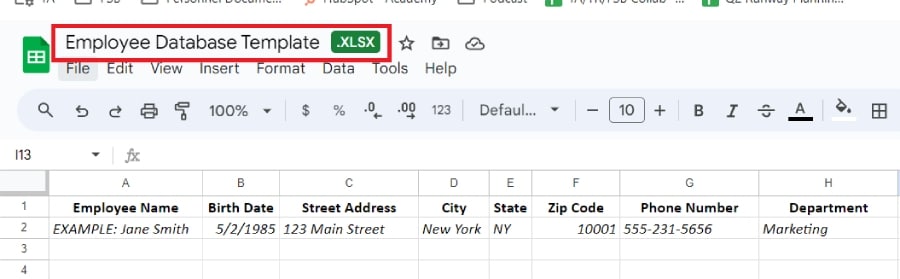 google sheet title