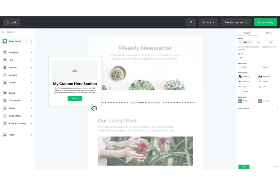 MailerLite's email builder platform.