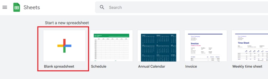 a blank spreadsheet in Google Sheets