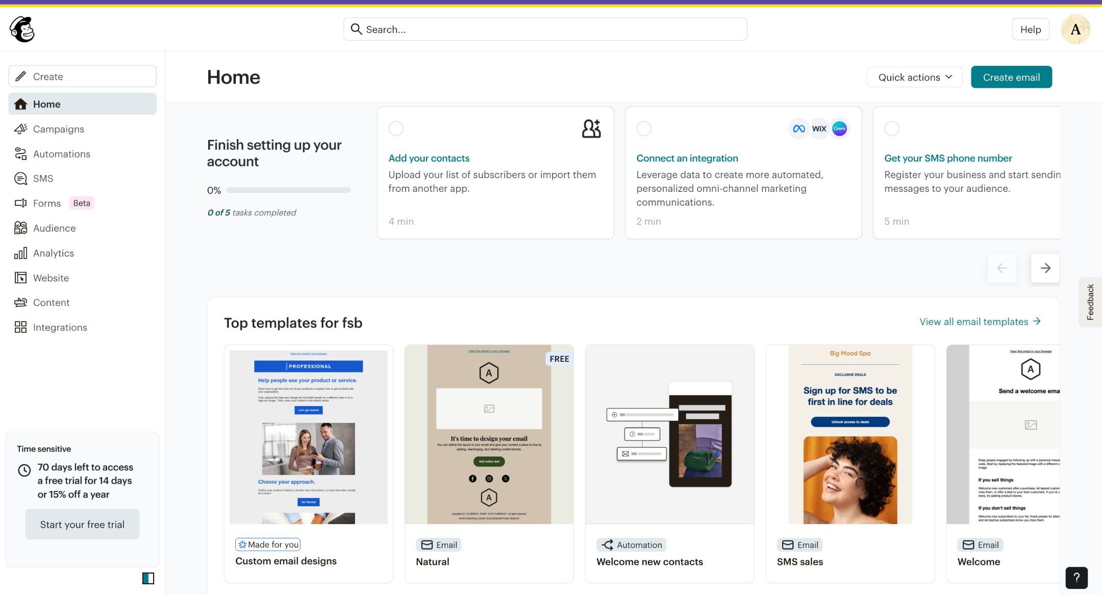 MailChimp's various email templates.