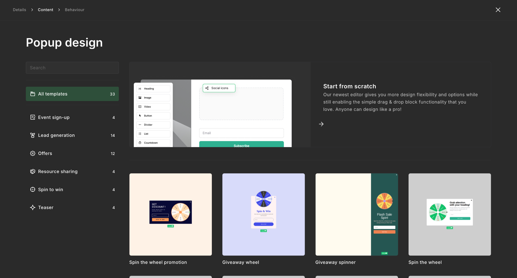 Templates for email pop-ups, forms, and landing pages on MailerLite.