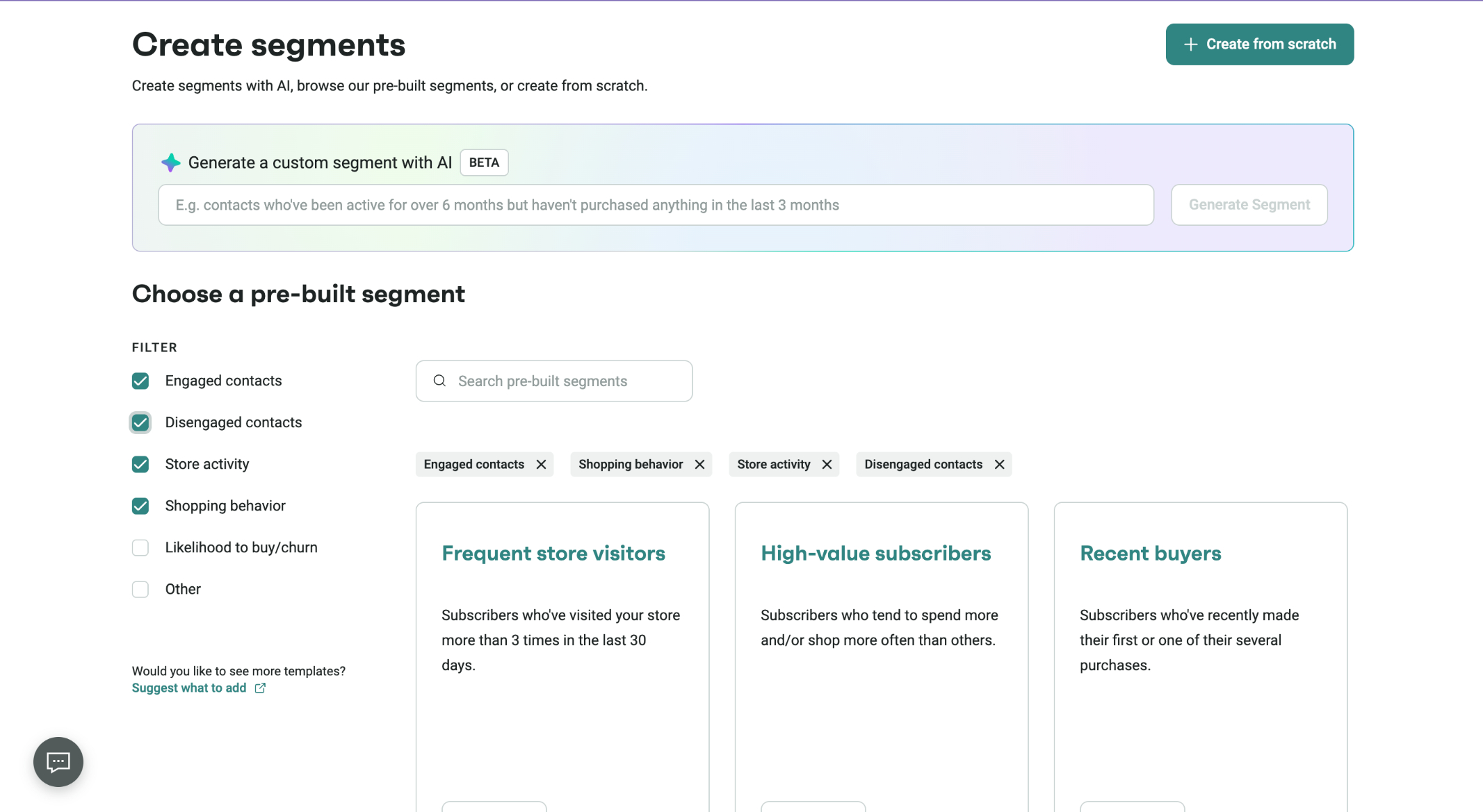 Omnisend's audience segmentation tools.
