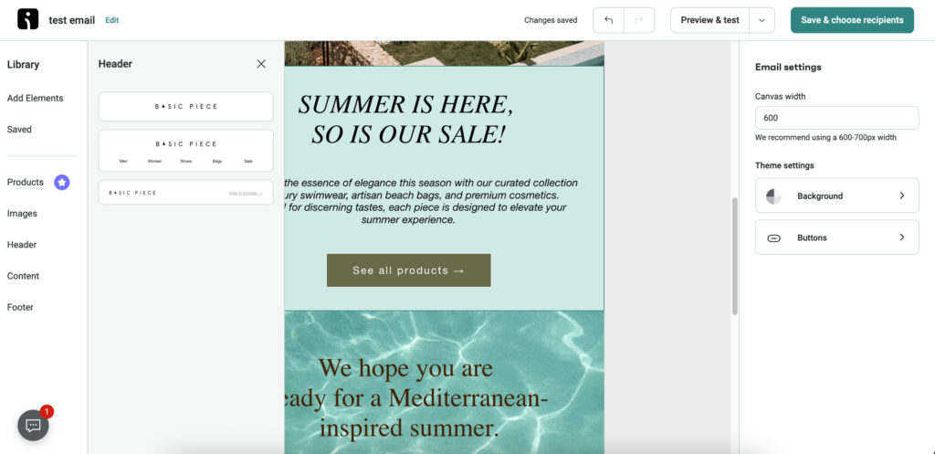 Omnisend's email builder platform.