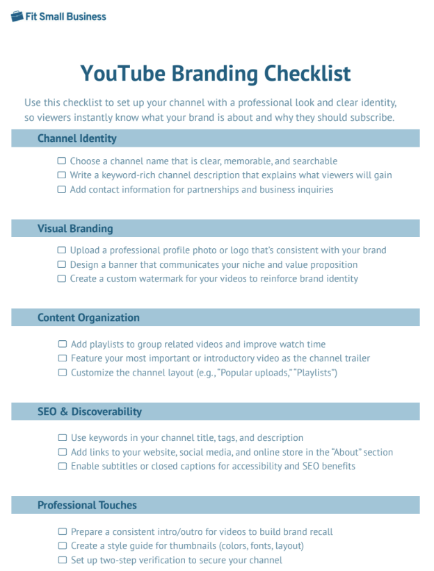 YouTube Branding Checklist