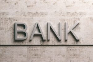 Bank on a marble wall
