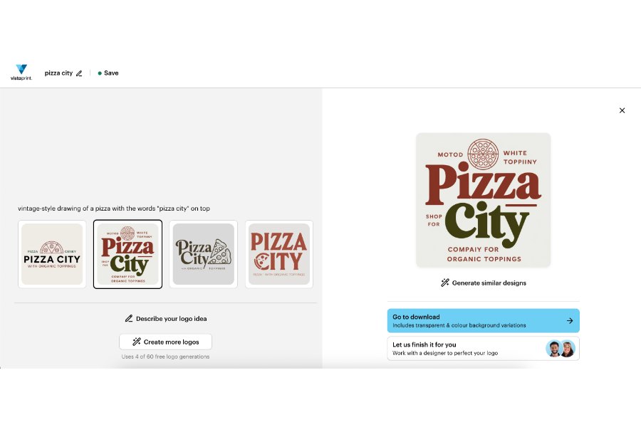 An AI-generated logo for a pizza parlor by VistaPrint.