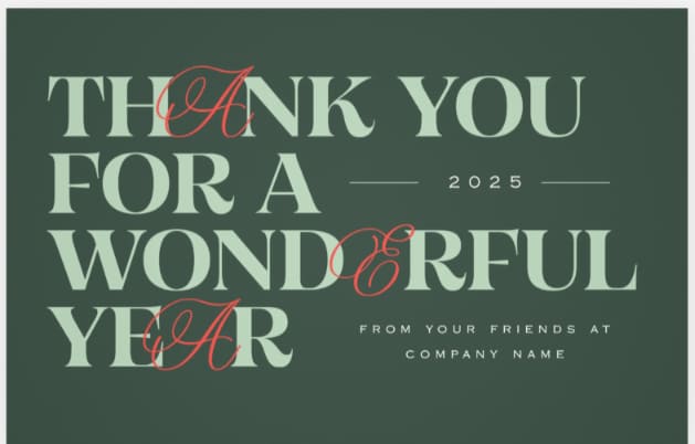 A template for a corporate holiday card by VistaPrint.