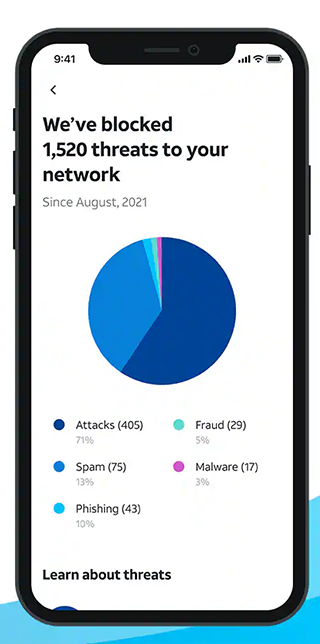 Mobile phone screen featuring AT&T ActiveArmor cybersecurity alerts from August 2021.