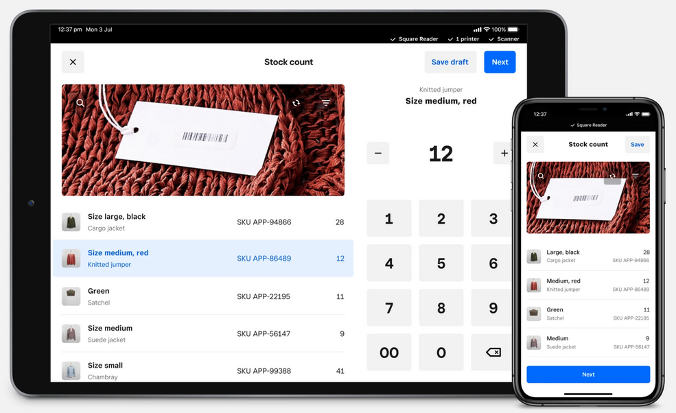 Using Square’s Stock Count tool, you can count stock and update quantities directly in your POS (requires a Plus-level subscription).