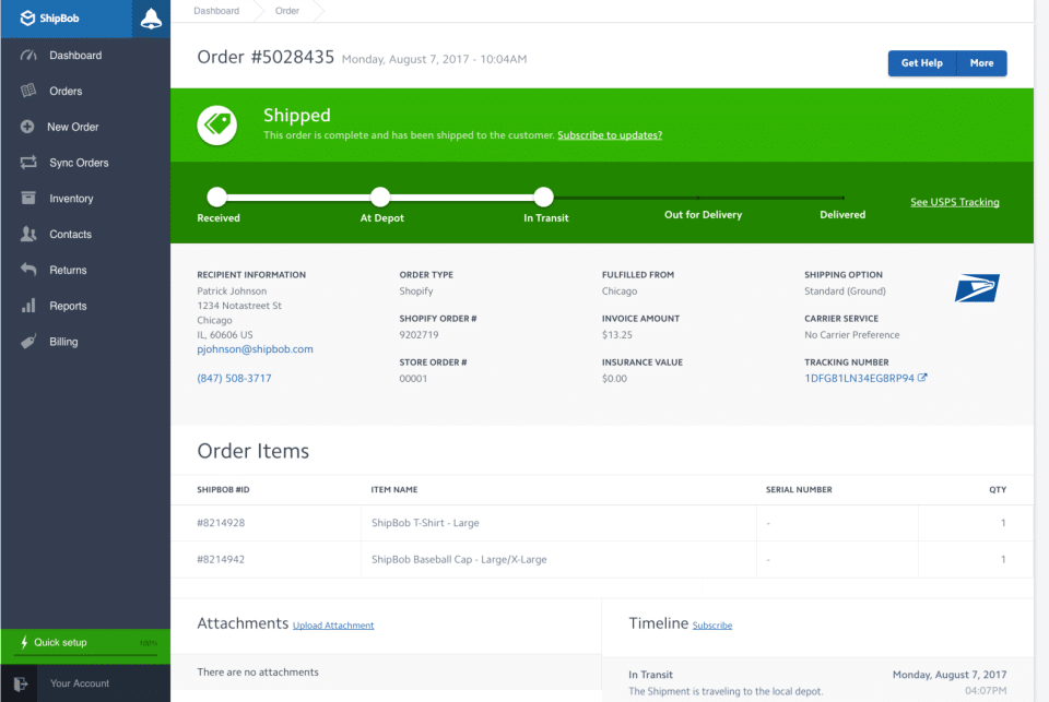 ShipBob’s software.