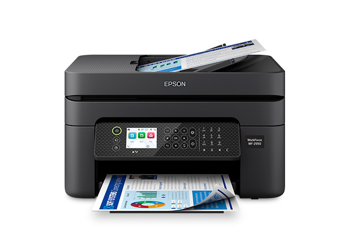 The Epson WorkForce WF-2950 includes built-in scanning, copying, and faxing features.